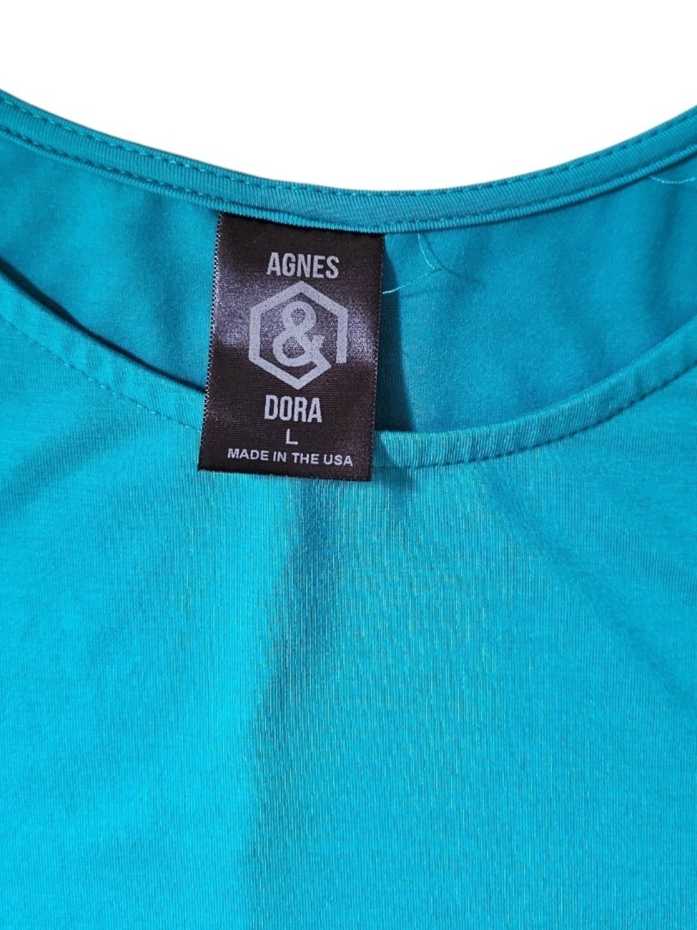 Agnes & Dora Short Sleeve Swing Tunic Dress in Teal Blue with pockets size Large - Picture 4 of 6